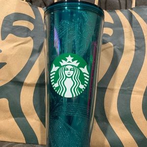 Green Glittered Starbucks cold cup